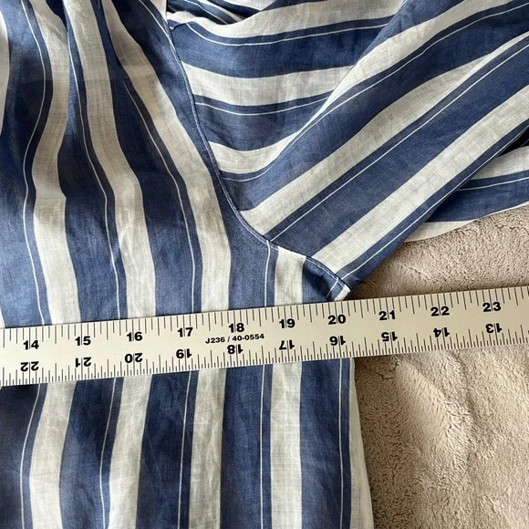 Banana Republic Ramie Popover Shirt Dress Navy White Stripes Size MP Preppy NWT - Picture 13 of 16